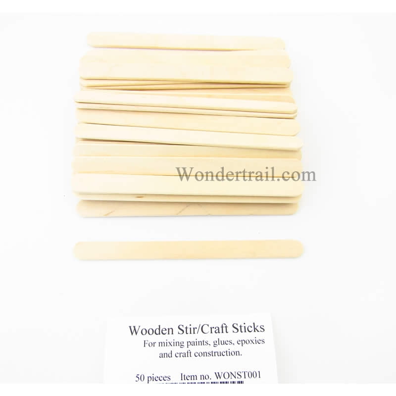 Wooden Stir or Craft Sticks Pack of 50 Wondertrail