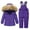 27 Purple, variant on Toddler Snow Pants and Hooded Warm Puffer Jackets Snowsuit Set for Boys Girls Solid Windproof Waterproof Ski Suits for Baby