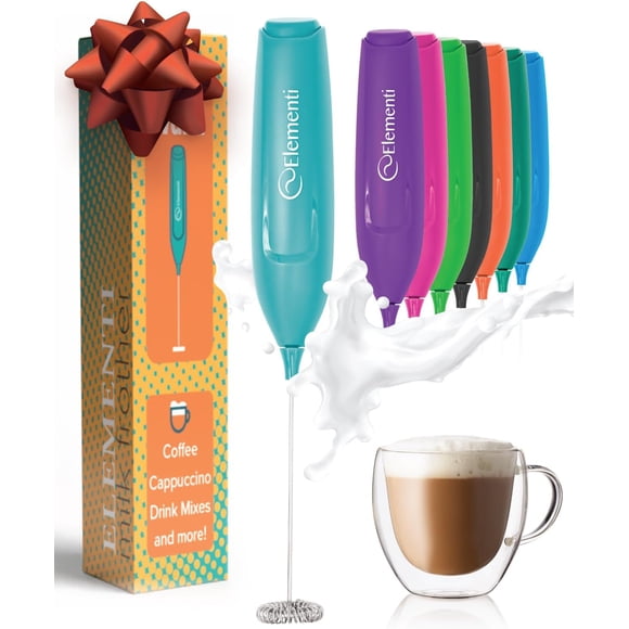 Elementi Powerful Frother Wand – Lightweight Milk Frother & Drink Mixer Handheld, Matcha Whisk for Dreamy Lattes, Powerful Coffee Mixer Wand & Blender Stirrer - Make Creamy Cappuccinos at Home (Teal)