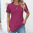 thumbnail image 6 of Red Women's Short Sleeve T-shirt, Womens Casual Crew Neck Short Sleeve Pleated Tops Blouses Fashion Clothes 2024,Women's Short sleeve T-shirt XL, 6 of 9