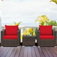 thumbnail image 3 of Patiojoy 3PCS Patio Rattan Furniture Set with 2 Cushioned Sofas & Coffee Table for Outdoor Red, 3 of 6