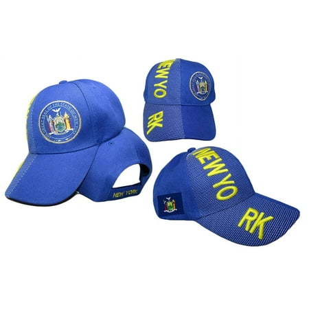 State Of New York Letters Emblem Royal Blue 3-D Embroidered Cap Hat