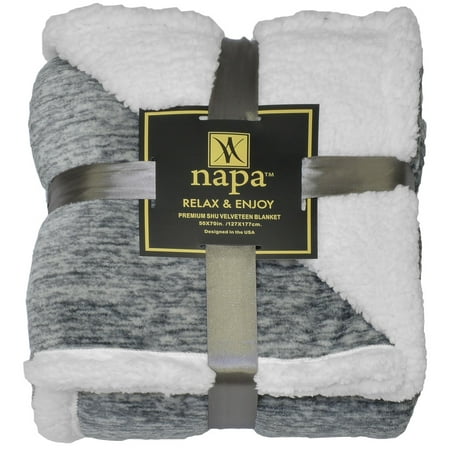 Napa Bedroom Collection Napa Super Soft Micro Fleece Reversible Sherpa Plush Bed Throw TV Blanket 50