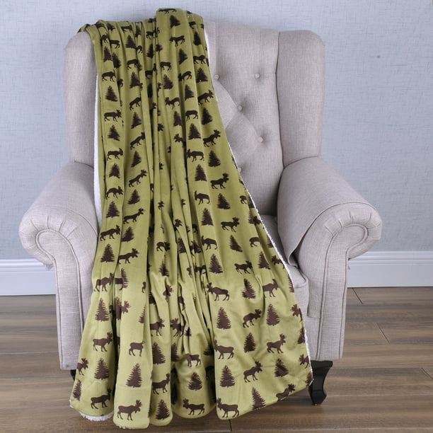 Home Soft Things Green Moose Christmas Throw Blanket, 60 ...
