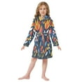 thumbnail image 6 of FORMRS Niños Bathrobe Unisex Hooded Robe Soft Plush Pajamas Sleepwear, Size 10-12T, Art Flowers, 6 of 7