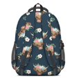thumbnail image 3 of Highland Cow and Flower Print Backpack for School, Cute School Bag with Adjustable Shoulder Straps and Padded Back, 16.9"x12.6"x5.9", 3 of 5