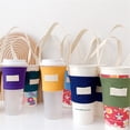 thumbnail image 3 of Canvas Reusable Bubble Boba Milk Tea Coffee Drinks Cup Bag Holder Portable, 3 of 4