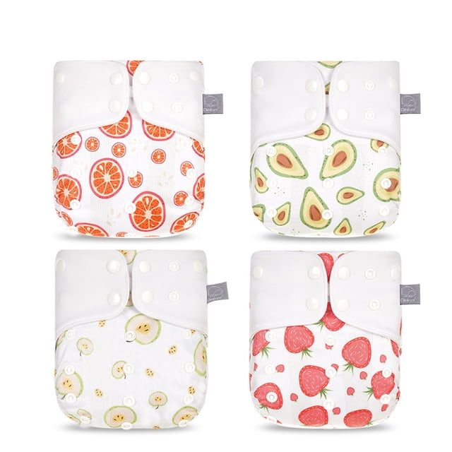 Pañal de tela 4pcs / pack Pañales de tela para bebés Lavable Reutilizable Pañal de tela de bolsillo Secado rápido Transpirable Impermeable Talla única ajustable para bebés, niñas, niños, bebés Tomshoo Pañal de tela