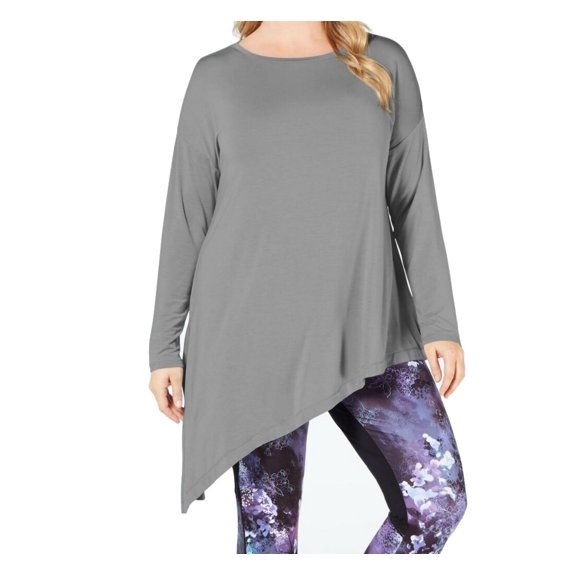 allbrand365 designer Ideology Womens Plus Size Asymmetrical Long Sleeves Top