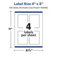 thumbnail image 6 of Avery Matte White Rectangle Labels, 4" x 3", 100 Labels, 6 of 8