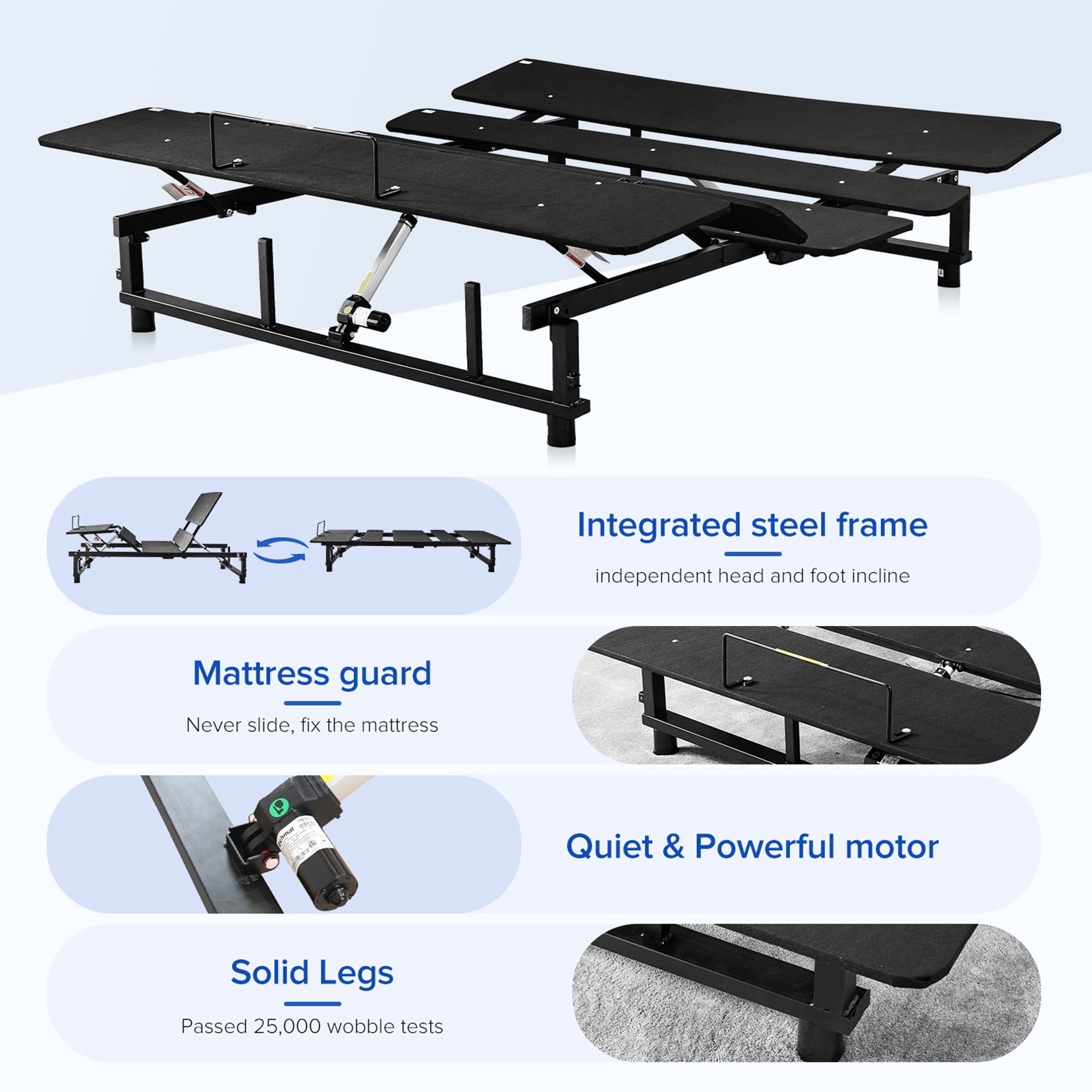 Aukfa Adjustable Bed Frame Base King, Wireless Remote, Quiet Dual OKIN Motor, Segmented Design, Zero Clearance, Zero Gravity, Black