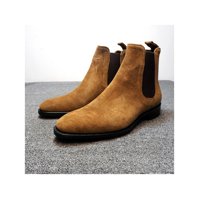 SIMANLAN Chelsea Boots Men Boots Pointed Toe Dress Shoes Yellow 7.5 Walmart.com