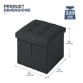 thumbnail image 2 of MoNiBloom 15" Cube Collapsible Ottoman with Storage, PU Leather Storage Ottoman Footrest, for Living Room Bedroom Entryway, Black, 2 of 8