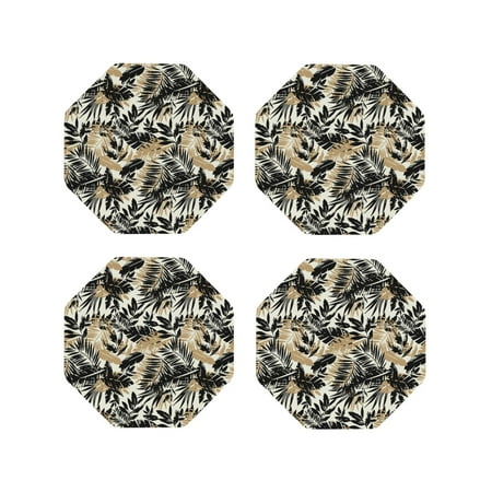 

Tideii Black Palm Leaves for Leather Coasters 4 Pieces Anti-fouling and Anti-scalding Decorative Coasters Suitable for Restaurants Kitchens Coffee Shops-Octagon