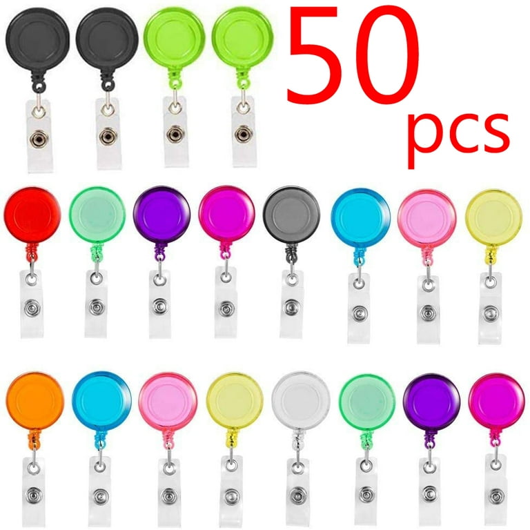 OBOSOE 50 Pcs Multicolor Retractable Badge Reels Holders Reels