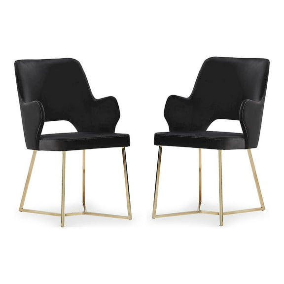 Furniture of America Glanz Fabric Open-Back Accent Chairs in Black (Set of 2)