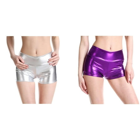 2-Pack Women Solid Bare Imitation Leather Lingerie Pants Slim Short Pants Workout Spandex Shorts for Women Jean Shorts plus Size Women Silk Robes for Women Short Women Denim Shorts Twill Shorts