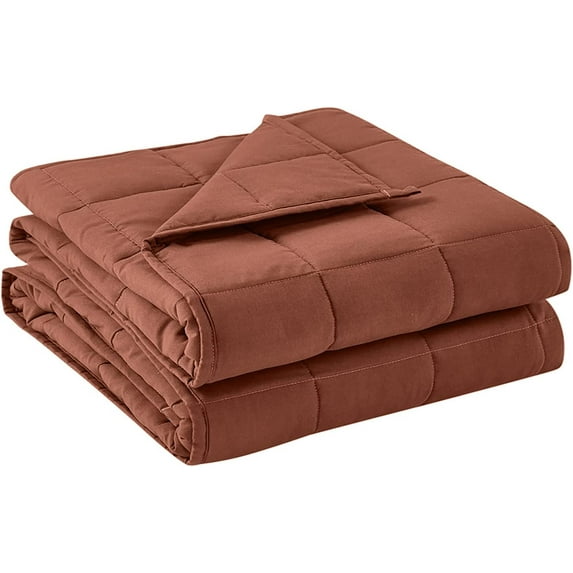 BB BLINBLIN Adult Weighted Blanket Heavy Blanket, Calm and Sleep, Premium Soft and Comfortable Material and Glass Beads (Brown, 48"x72" 15lbs), Suit for Adult(~140lb) Use on Twin/Full Bed