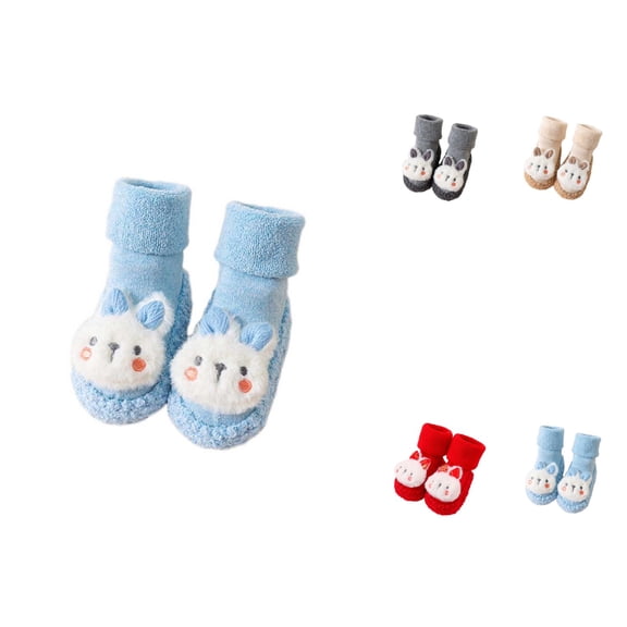 Baby Boy Girls Toddlers Indoor Animal Slipper Shoes, Anti- Fuzzy Rabbit Floor Socks Booties, Winter Warm Crib Socks for 0-3 Years
