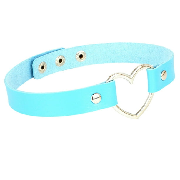 Collar para mujer, joyería para mujer, collar de cadena de cuero punk para el cuello, joyería de corazón, collar de cadena de clavícula para mujer