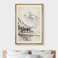 thumbnail image 2 of IDEA4WALL Framed Canvas Art Wall Decor, House and Lake Under Mountain Sketch Painting Black & White Farmhouse/Country Fine Art Print Minimal Relax/Clam for Dorm Home Office - 24"x36" Natural, 2 of 5