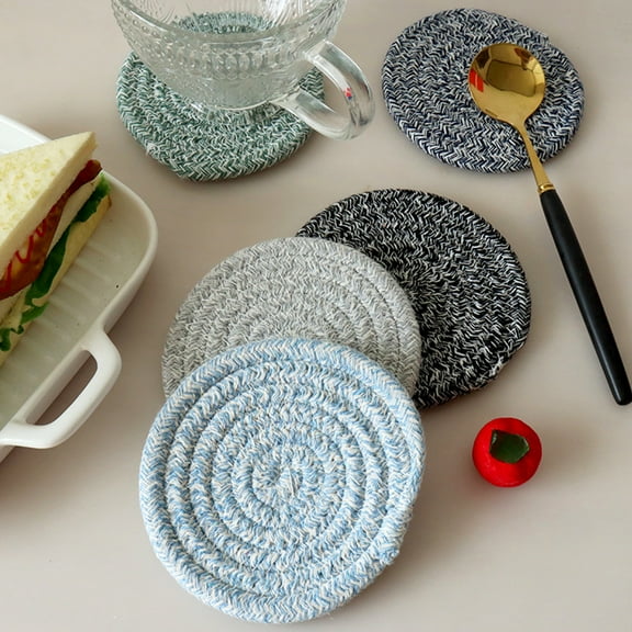 Travelwant Cotton Rope Cup Coaster | Farmhouse Coasters for Drinks | Absorbent Drink Coasters for Tabletop | Woven Coasters Rustic Coasters Rope Drink Coasters