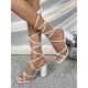 thumbnail image 2 of Women's Black Open Toe High Heels Sandals, Cross Strap Tie Up, Pointed Toe, Elegant And Comfortable, 2 of 4