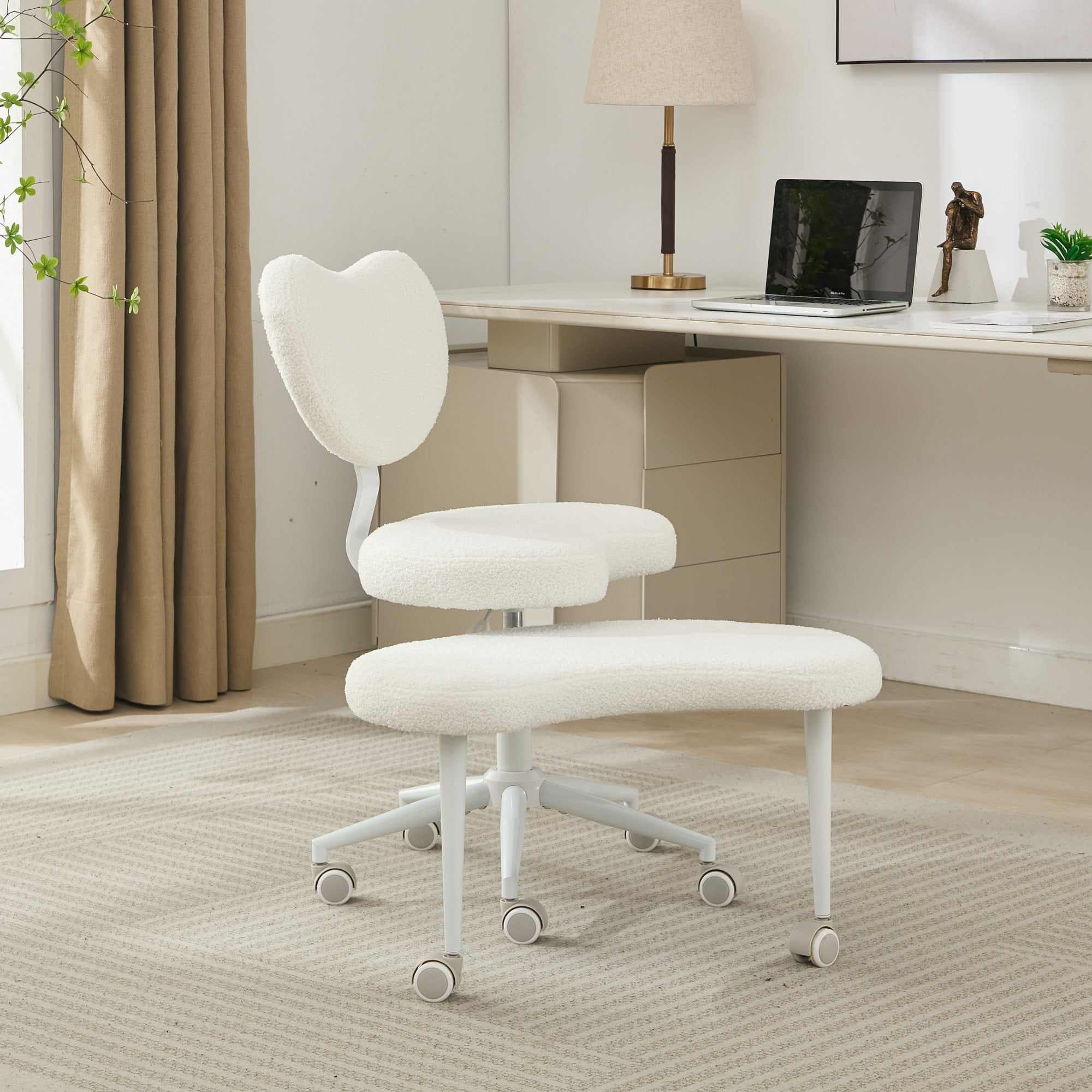 Jopath Cross Legged Office Chair with Wheels, Criss Cross Desk Chair with Lumbar Support and Adjustable Stool for Meditation and ADHD Ivory