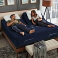 thumbnail image 3 of Js sanders 600 Tc Top Split Head King Sheet Set for Adjustable beds - Sleep Number Flex Sheets - 28" Split Top 100% Sheets - Cotton Sheet Set - Navy Blue - 15 inch Deep pocket, 3 of 8