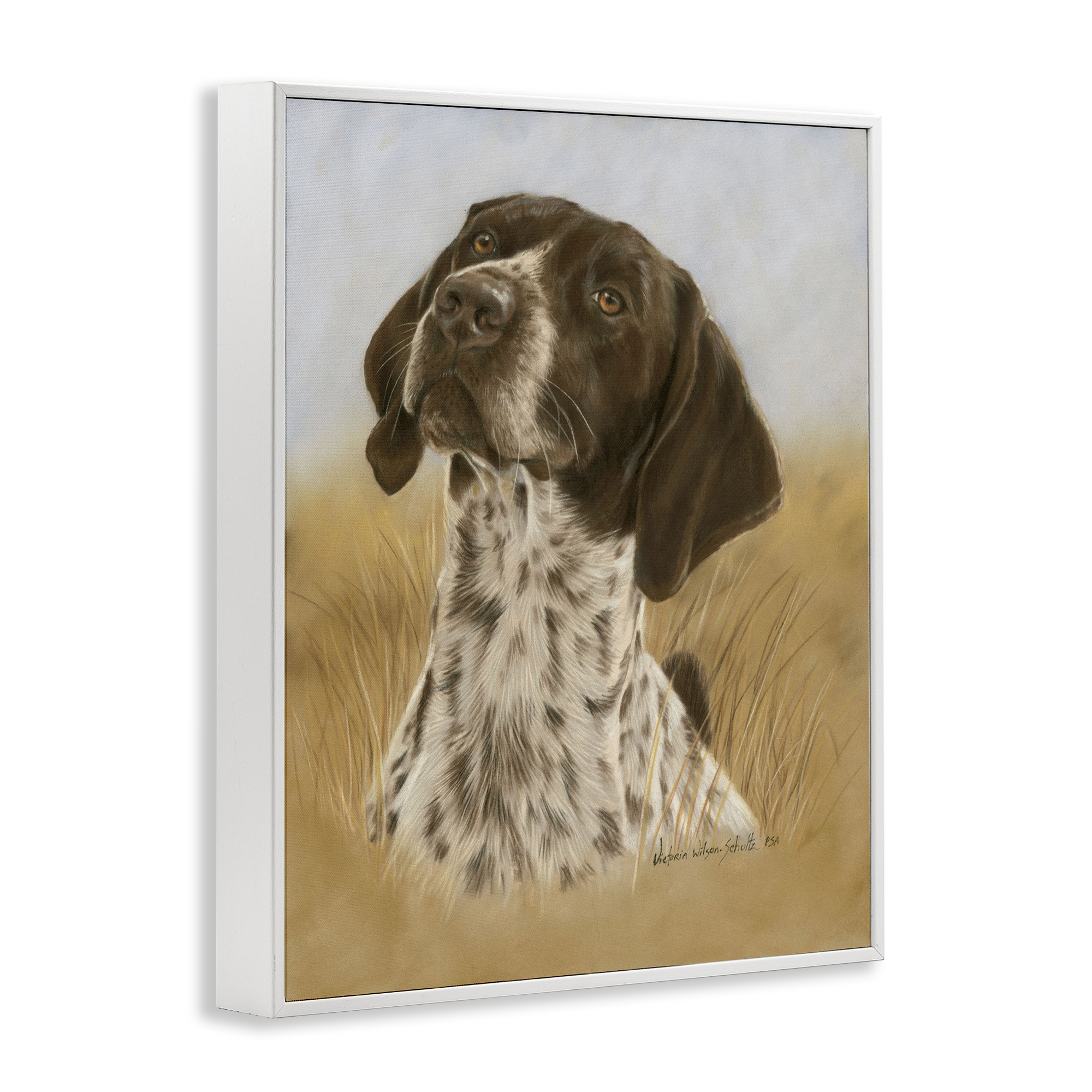 Stupell Industries Pointer Hunting Dog Animals & Insects Painting White Framed Art Print Wall Art, 11 x 14