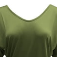 thumbnail image 6 of JINMGG Fall Shirts Plus Size Women Women's Summer Fashion V-neck Bat 3/4 Sleeve Solid Color Tops Army Green M, 6 of 7