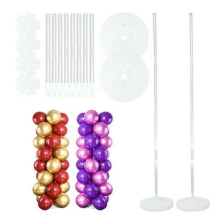 2 Sets Balloon Column Stand Kits White 8.4ft Height Balloon Arch Stand Kit for Wedding Birthday ...