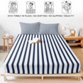 thumbnail image 5 of Queen Size Fitted Sheet Set - Navy Blue Vertical Striped 3 Piece Bedding Sets 16" Deep Pocket Fitted Sheet with 2 Pillowcases, Farmhouse Thin Line Stripes Brushed Microfiber Hotel Luxury Bed Sheets, 5 of 9