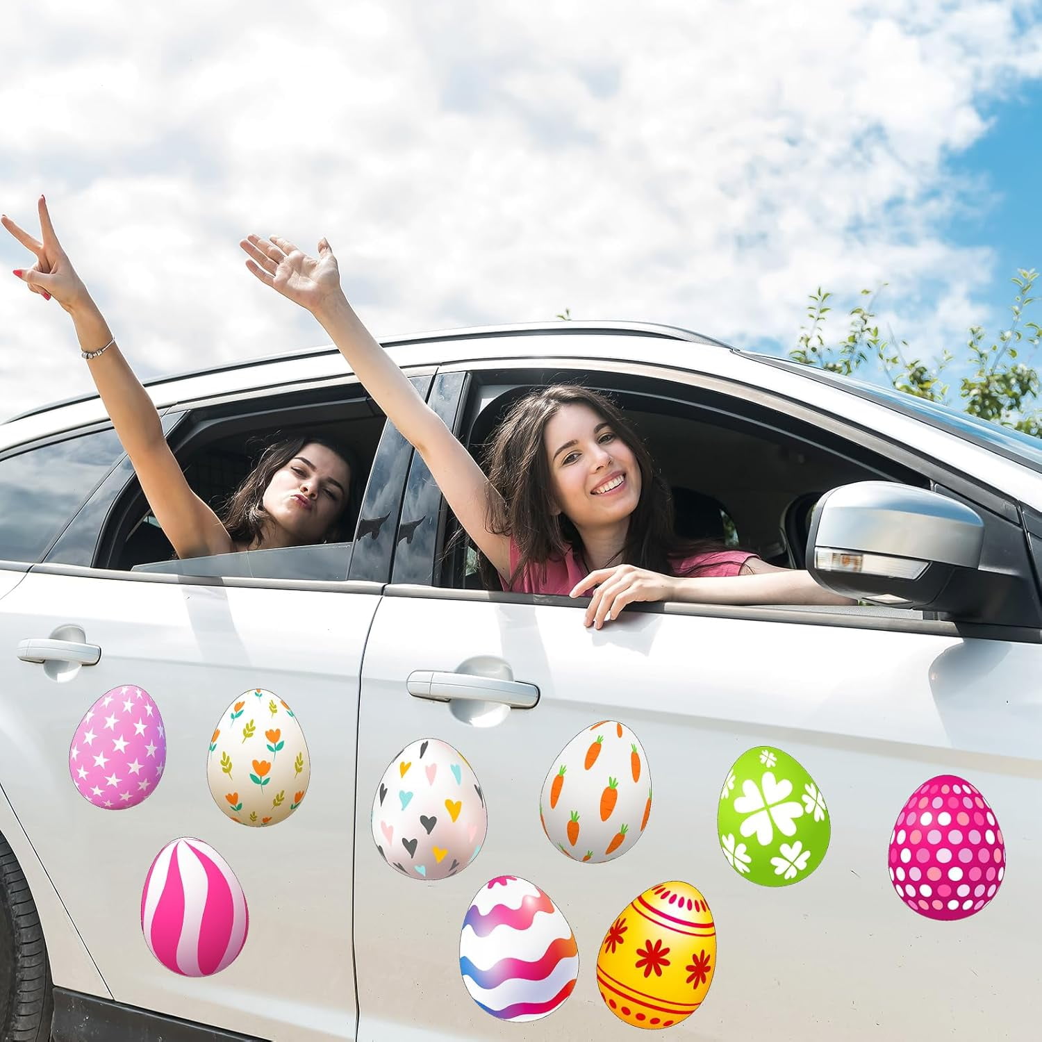 24 Pcs Happy Easter Garage Door Decoration Magnets Magnetic Easter Decoration Big Easter Egg Carrot Holidays Magnetic Stickers for Car Fridge Dishwasher Party Decor Supplies (Colorful Egg)