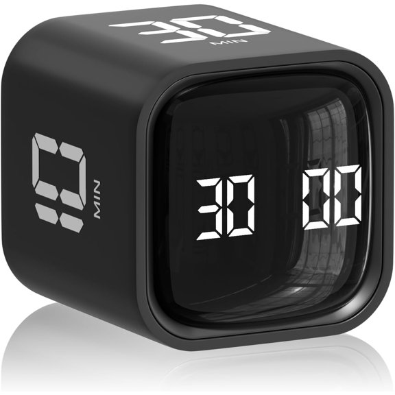 Cube Pomodoro Timer, Desk Productivity Timer 5/10/30/60 Minutes & Custom Countdown, Adjustable & Silent Visual Timer, ADHD Tool Flip Rotating Portable Multi Timers for Study Task Work Kitchen School