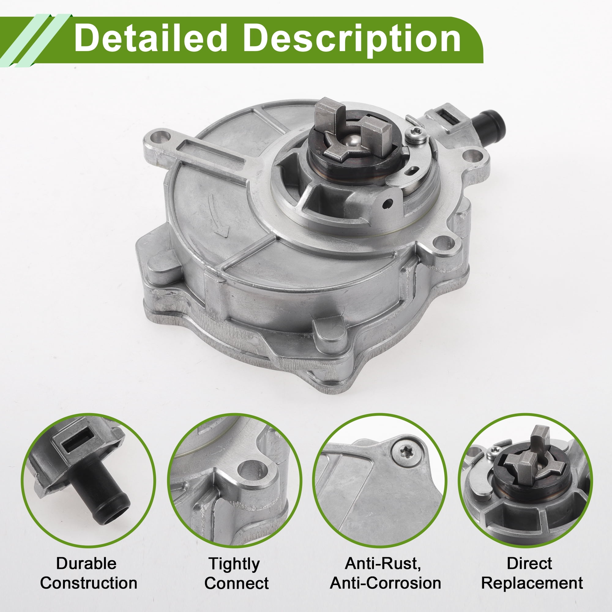 Unique Bargains Brake Vacuum Pump No.06E145100AA Engine Vacuum Pump for Audi A4 Quattro V6 3.2L 2009 Aluminum Alloy Silver Tone 1 Pc