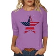 thumbnail image 3 of lcziwo 3/4 Sleeve Tops for Women Cotton Patriotic Basic Tee Top Plus Size 250th Stars Stripes Summer Lightweight Tshirt Purple XXL, 3 of 6
