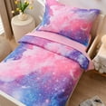 thumbnail image 6 of NTBED Galaxy Space Planet with Star Glitter Toddler Bedding Set Pink Comforter Flat Sheet Fitted Sheet and Pillowcase, 6 of 6