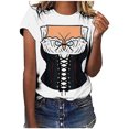 thumbnail image 1 of Pompotops Blouse Décontractée Mode Femme Imprimé Oktoberfest Col Rond T-Shirt Blouse Imprimée Tee Liquidation, 1 of 4