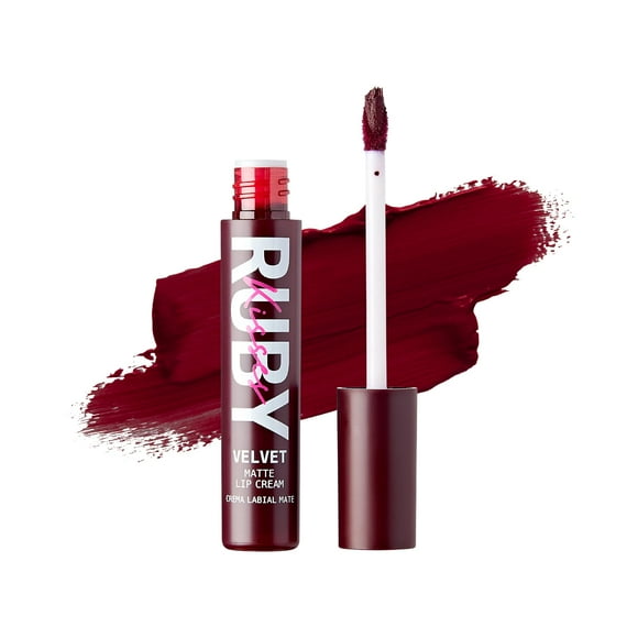 Ruby Kisses Velvet Lip Cream Matte Finish Lipstick Rich Color Long Lasting Lip Stain Lightweight Nourishing Hydration High Pigment Lip Tint (Unveil)