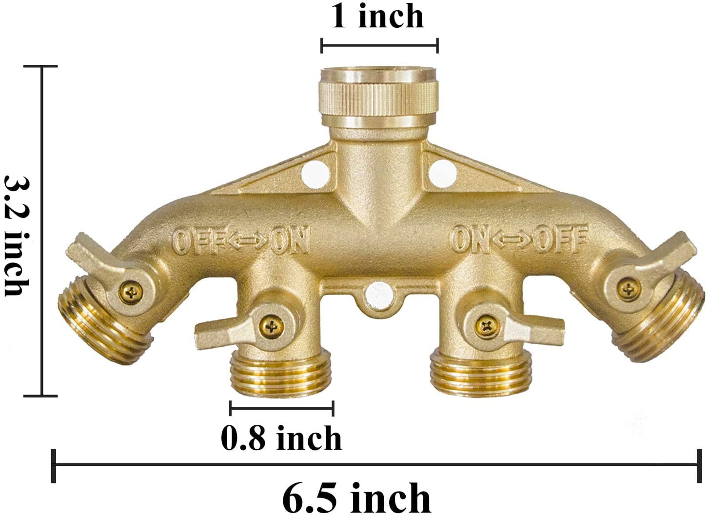 Brass Garden Hose 4 Way Splitter 5 Inch Jet Sweeper Nozzle Bundle