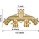 thumbnail image 2 of Divisor de manguera de jardín de latón (4 vías), conector de manguera de latón macizo de 3/4", adaptador de espita de manguera, 4 válvulas con 4 arandelas de goma adicionales JFHHH pequeña, 2 of 5