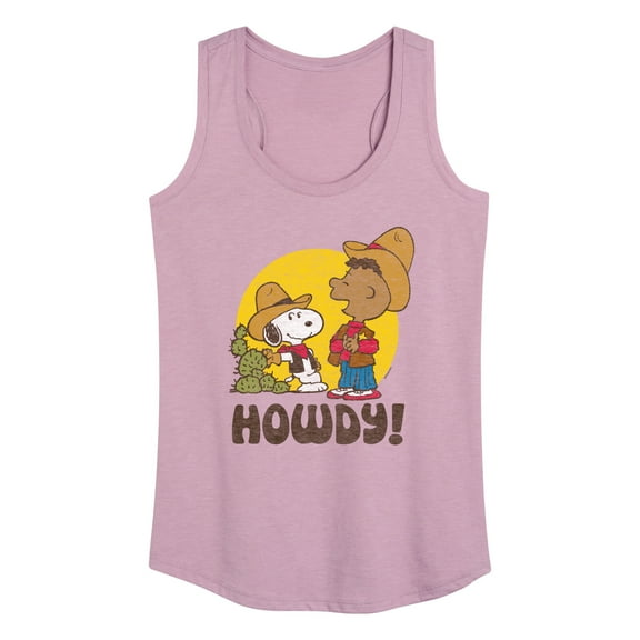 Peanuts - Franklin And Snoopy Howdy - Women's Racerback Tank Top