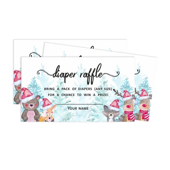 Inkdotpot 30Baby ShowerDiaper Raffle Ticket Lottery Insert Cards Supplies Games For Baby Shower Party Winter Jungle Theme Bring A Pack Of Diapers To Win Favors Gifts And Prizes