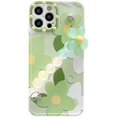 thumbnail image 1 of Funda de silicona TPU suave para iPhone, con diseño floral, elegante y creativo, para niñas y mujeres, con diseño de flores frescas y transparentes, con bolitas verdes., 1 of 2