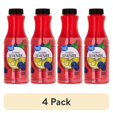 (4 pack) Great Value Blueberry Lemonade, 16 fl oz