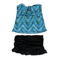 thumbnail image 2 of Island Escape Womens Patterned Ruffled Skirtini 2 Piece Bandini, Blue, 8, 2 of 2
