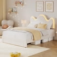 thumbnail image 3 of Bingirl Full Bed Frame with Adjustable Headboard and Storage Drawer: Lamb Fleece Fabric, Wooden Slats Support, No Box Spring Needed (White), 3 of 4
