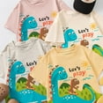 thumbnail image 7 of Toddler T Shirts Kids Toddler Boys and Girls Summer Colorful Cartoon Dinosaur Prints Short Sleeve T Shirts Baby Boy Summer Clothes Yellow 12 Months-18 Months, 7 of 7