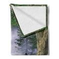 thumbnail image 2 of Mushroom Soft Flannel Fleece Throw Blanket, Enchanted Nature Pathway Butterflies Fairytale Landscape Rocks, Cozy Plush for Indoor and Outdoor Use, 50" x 60", Tan Green Red, by Ambesonne, 2 of 5